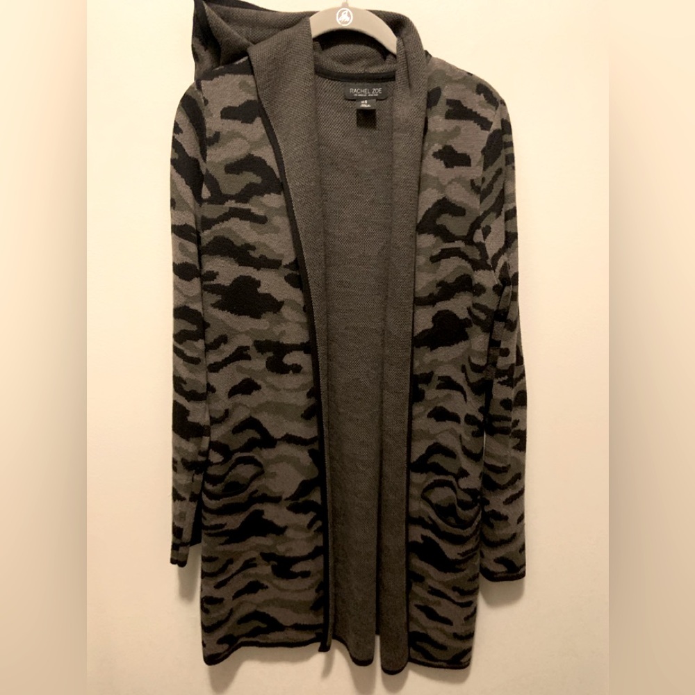 Rachel Zoe Hooded Camo Cardigan